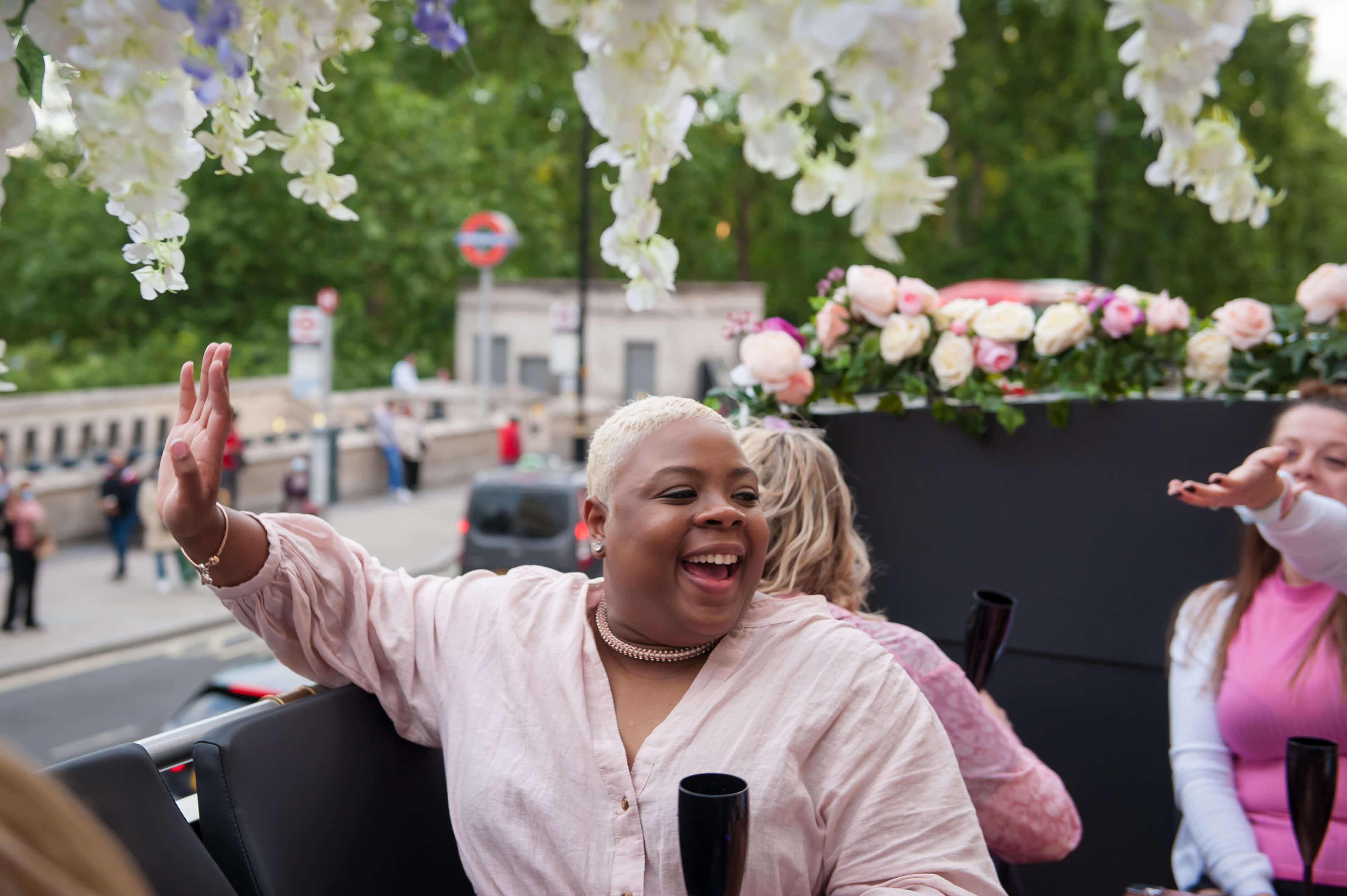 Having fun on the London Bar Bus