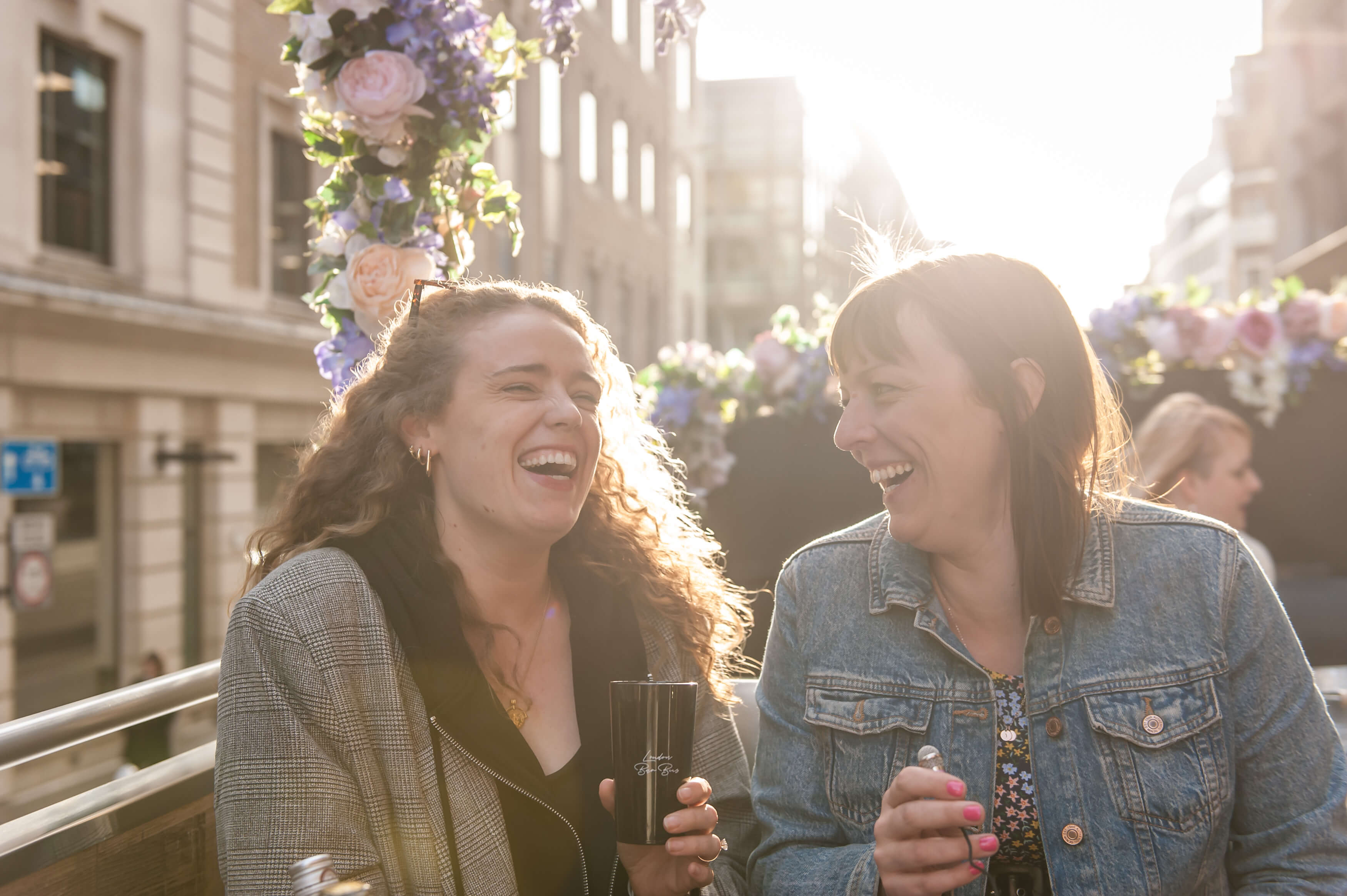 Customers on the Bar Bus with Tower Bridge in the backdrop