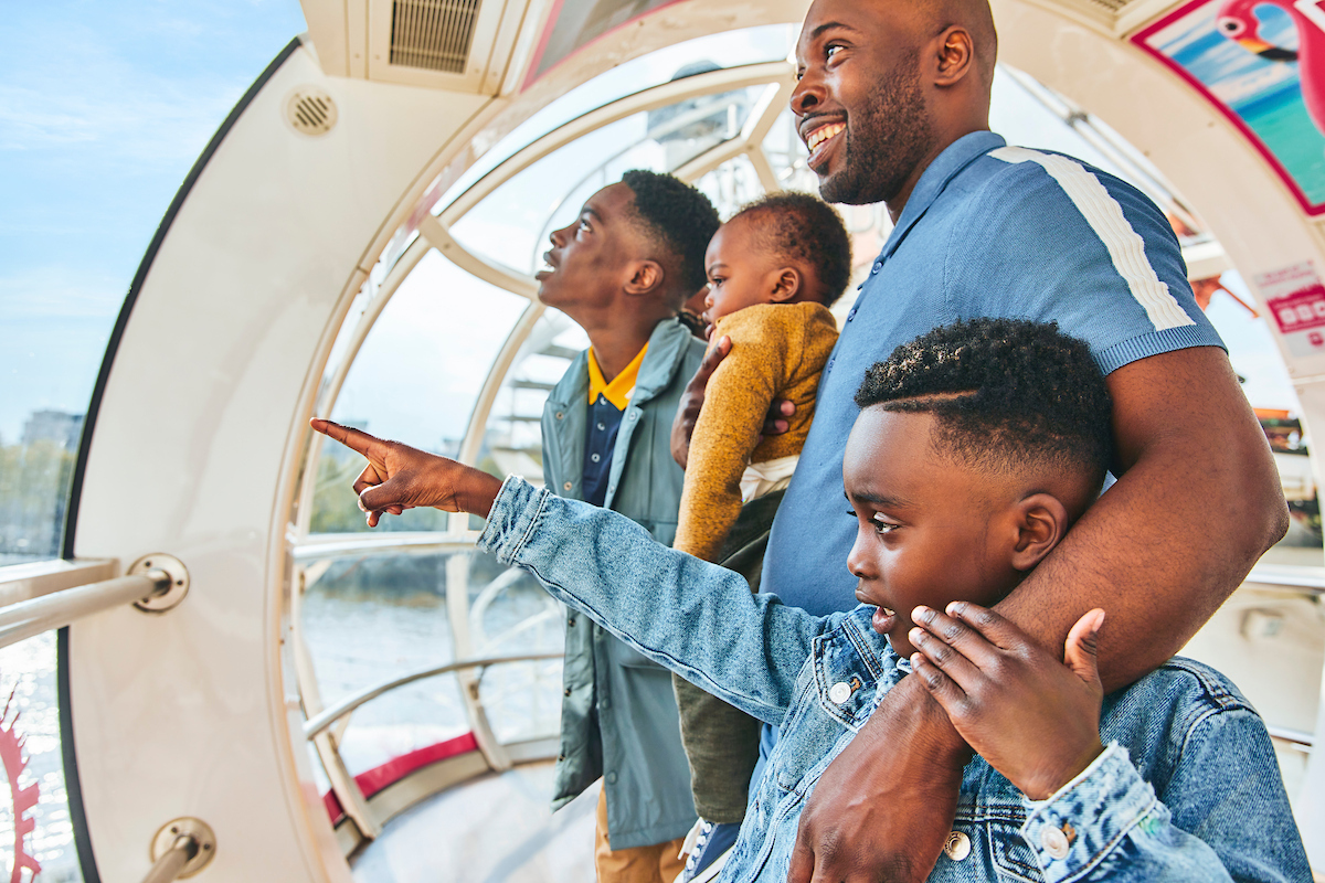 Family on London Eye cabin