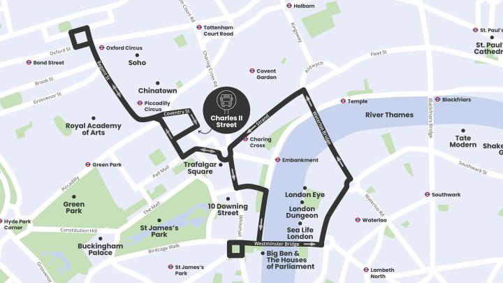 London Bar Bus route