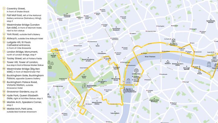 Christmas Day map - Tootbus London
